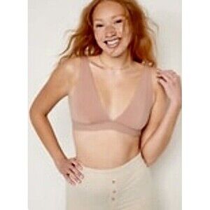 NWT Bralette Supima Cotton Blend Plunge XS Nude Old Navy Cozy Comfort Stretch